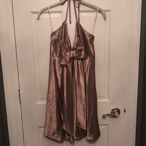 Gold bow halter Jessica McClintock dress